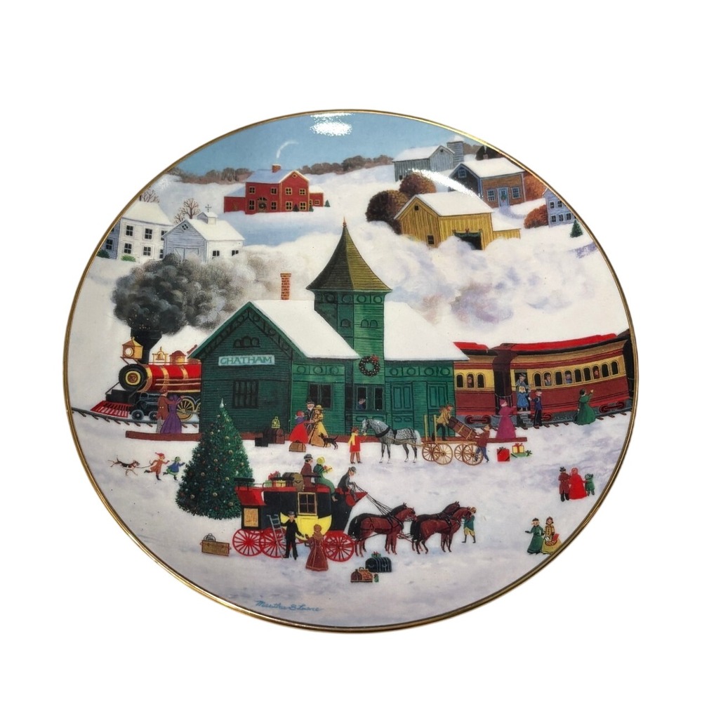 Artaffects Martha B Leone Home For Christmas Collector Plate 8" 23k Gold Trim